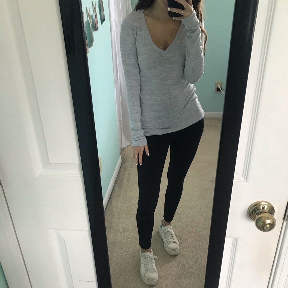 grey pull over long sleeve